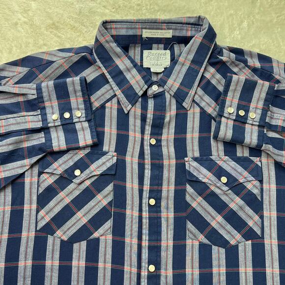 Rugged Country Vintage Pearl Snap men’s Long sleeve plaid Western Wear Shirt 2X - Picture 6 of 6